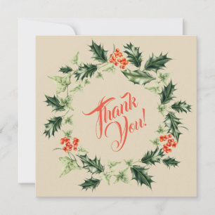 Cartão De Agradecimento Holly e Ivy Botanical Christmas Wreath