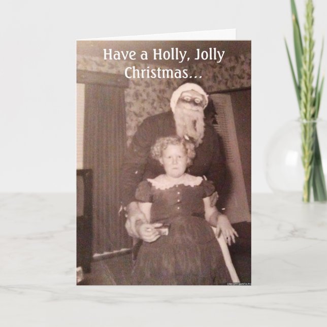 Cartão De Agradecimento Holly Jolly Natal Creepy Papais noeis Card (Frente)