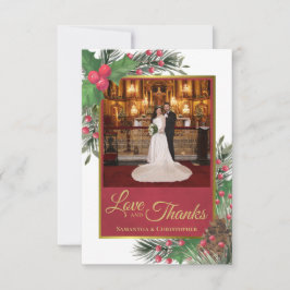 Cartão De Agradecimento Holly & Pine Holiday Themed Love & Obrigados