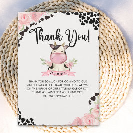 Cartão De Agradecimento Holy Cow It's a Girl Cute Cow Baby shower