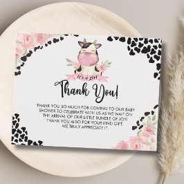 Cartão De Agradecimento Holy Cow It's a Girl Cute Cow Baby shower