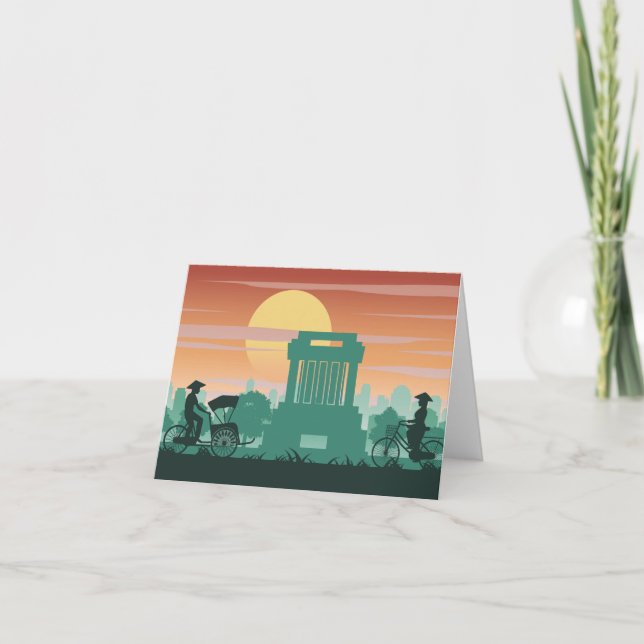 Cartão De Agradecimento Homem e mulheres andam de bicicleta (Frente)