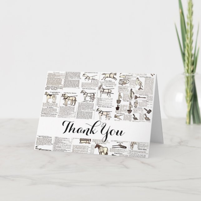 Cartão De Agradecimento Horse Antique Advertising Newpaper Art (Frente)