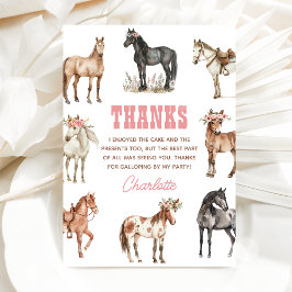 Cartão De Agradecimento Horse Birthday Pony Party