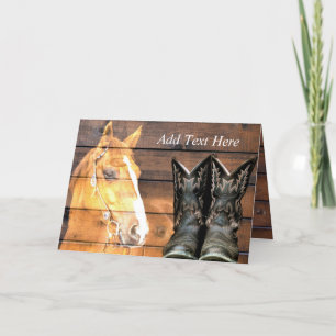 Cartão De Agradecimento Horse Cowboy Boots Conselho Russo de Celeiro