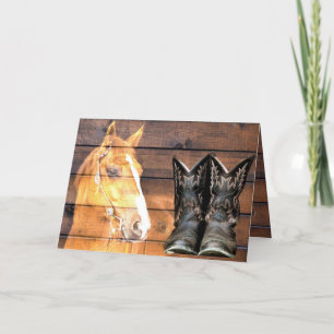 Cartão De Agradecimento Horse Cowboy Boots Conselho Russo de Celeiro
