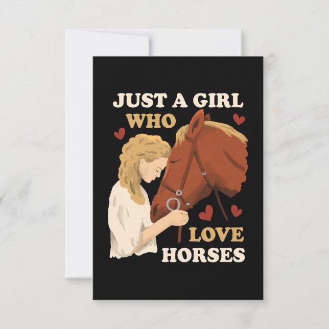 Cartão De Agradecimento Horse Lover A Girl Who Loves Horses (Frente)