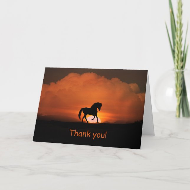 Cartão De Agradecimento Horse Thank You Card Blank Inside (Frente)