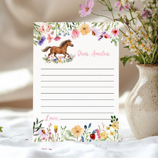 Cartão De Agradecimento Horse Wildflower Time Capsule Note Message Card