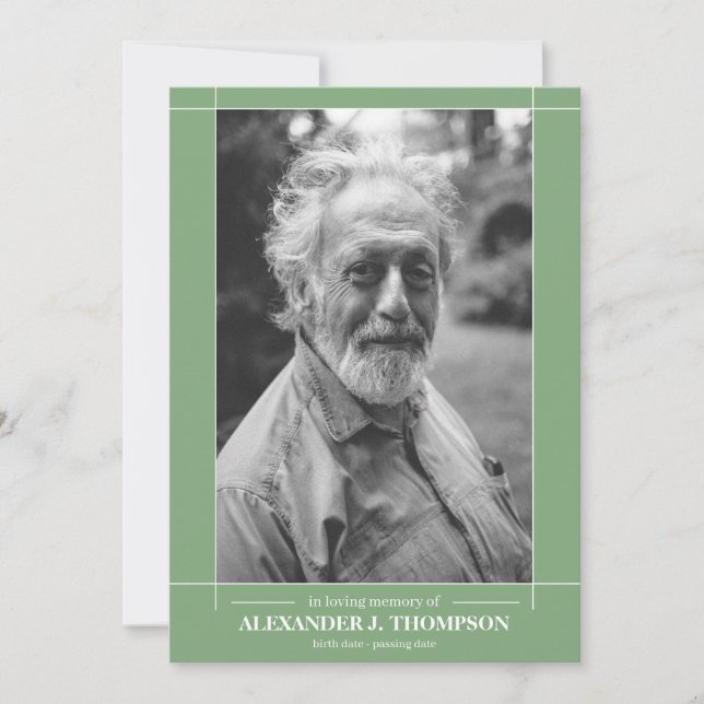 Cartão De Agradecimento Hortelã moderna verde & branco em funeral Loving (Frente)