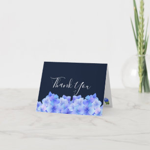 Cartão De Agradecimento Hortênsia Azul Aquarela