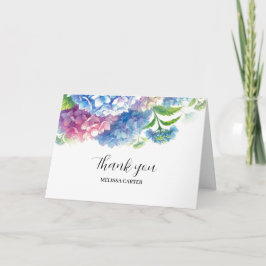 Cartão De Agradecimento Hortênsia Azul Floral Casamento Obrigado