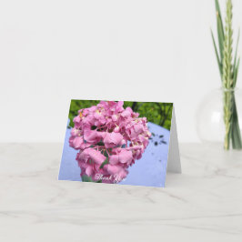 Cartão De Agradecimento Hortênsias Rosa Em Uma Mesa