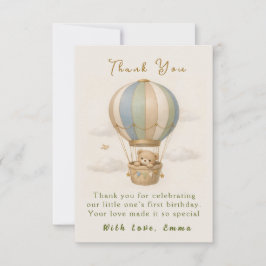 Cartão De Agradecimento Hot Air Balloon First Birthday Thank You Card