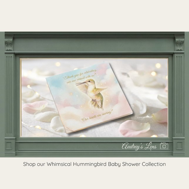 Cartão De Agradecimento Hummingbird Baby Shower Thank You Card | Nature (Criador carregado)