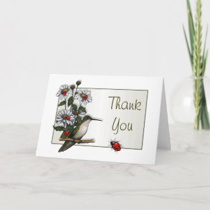 Cartão De Agradecimento Hummingbird, Daisies, Ladybugs: Thank You