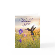 Hummingbird Flower Thank You Note Cards