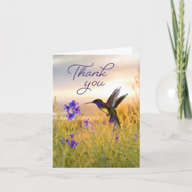 Cartão De Agradecimento Hummingbird Flower Thank You Note Cards (Frente)