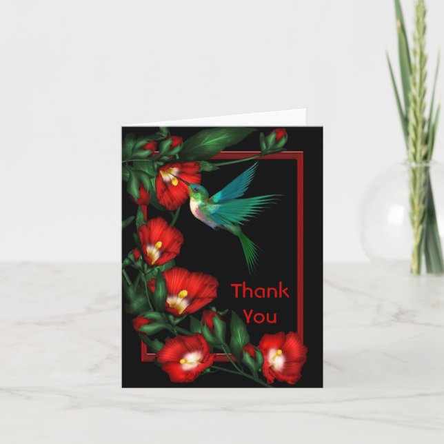 Cartão De Agradecimento Hummingbird Hibiscus Thank You Blank Notecards (Frente)