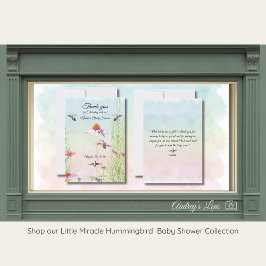 Cartão De Agradecimento Hummingbird & Wildflower Baby Shower