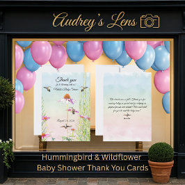 Cartão De Agradecimento Hummingbird & Wildflower Baby Shower