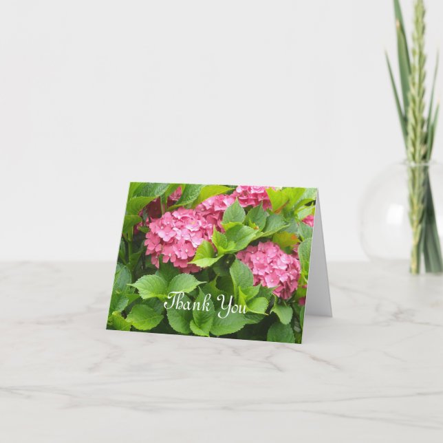 Cartão De Agradecimento Hydrangas Rosa Profundo Obrigado (Frente)
