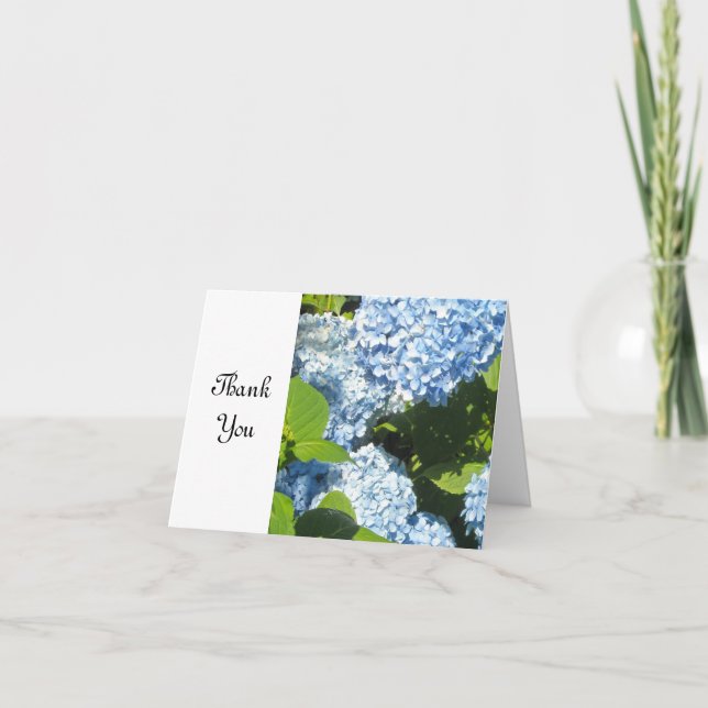 Cartão De Agradecimento Hydrangea Azul Suave Obrigado (Frente)
