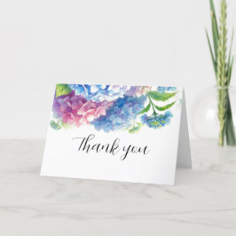 Cartão De Agradecimento Hydrangea Blue Floral Weding Obrigado