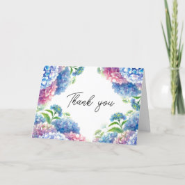 Cartão De Agradecimento Hydrangea Blue Floral Weding Obrigado