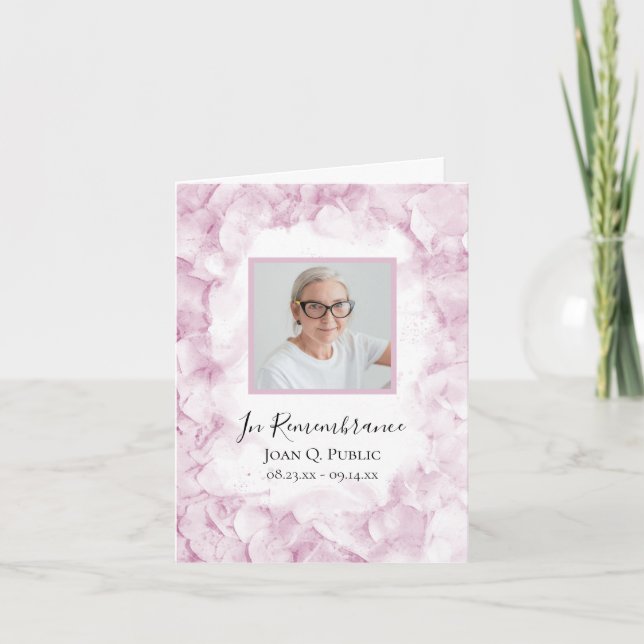 Cartão De Agradecimento Hydrangea Flor Aquarela Rosa Simpatia Funeral (Frente)