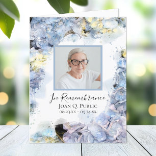 Cartão De Agradecimento Hydrangea Flor Aquolor Azul Simpatia Funeral