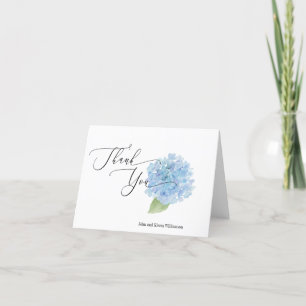 Cartão De Agradecimento Hydrangea Watercolor Azul Personalizado