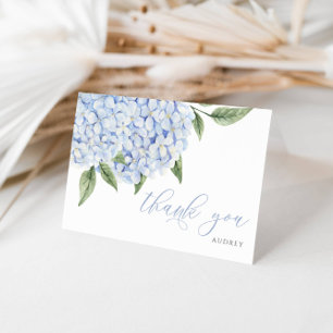 Cartão De Agradecimento Hydrangea Watercolor Blooms Script