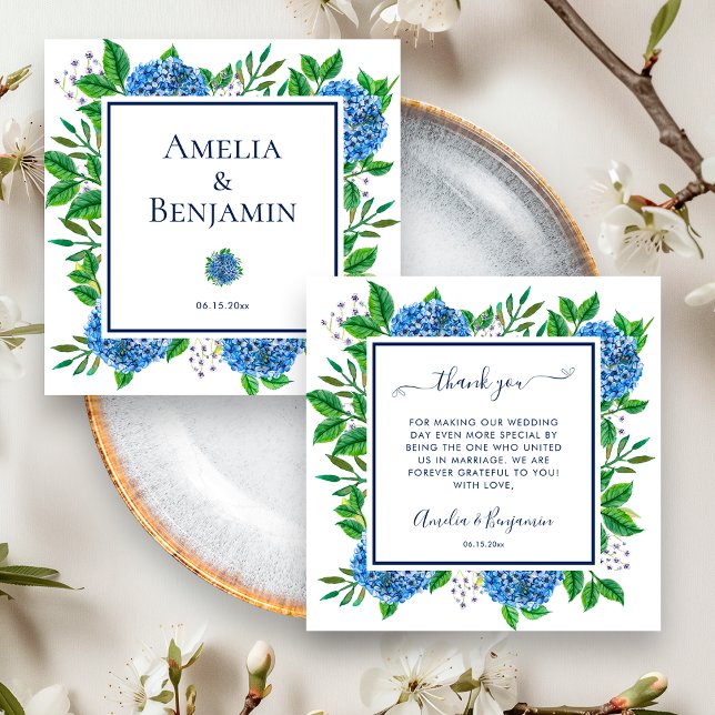 Cartão De Agradecimento Hydrangeas Obrigado Presente Por Oficiente De Casa (Front / Back)