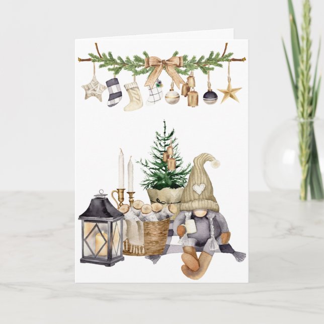 Cartão De Agradecimento Hygge, Joy, Peace, Harmony Holiday Foled Card (Frente)