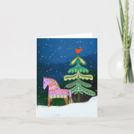 Cartão De Agradecimento Hygge Winter Horse and Tree VAZIO Greeting Card (P