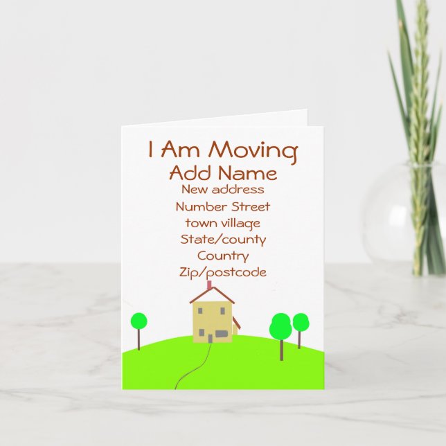 Cartão De Agradecimento I am Moving house home note card personalize (Frente)