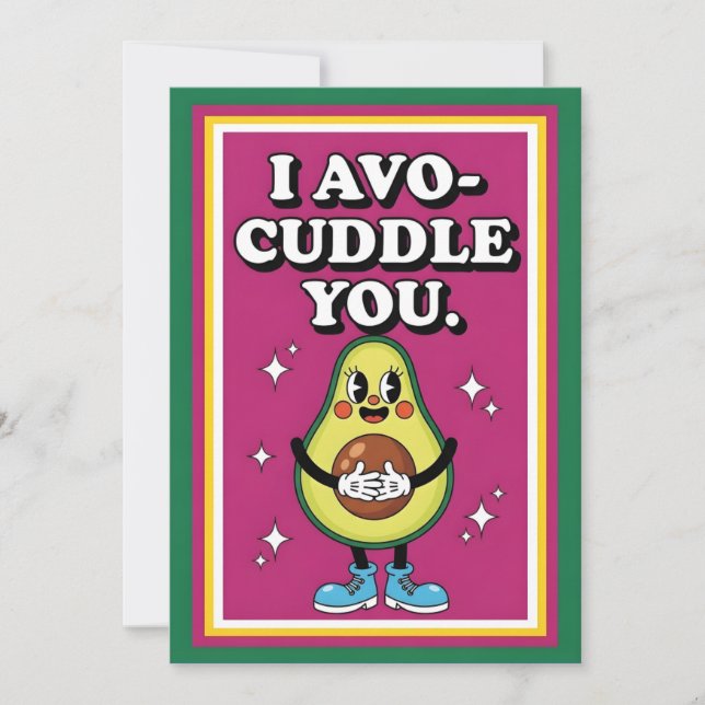 Cartão De Agradecimento I Avo-Cuddle You cute avocado pun gift romantic (Frente)