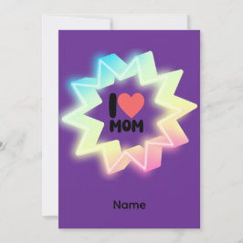 Cartão De Agradecimento I Love Mom Colorful Neon Star