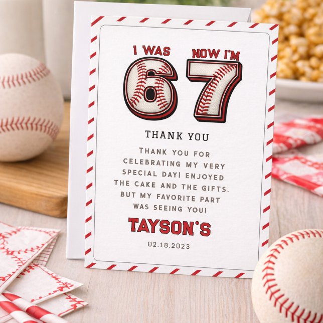 Cartão De Agradecimento I Was 6, Now I’m 7 – Baseball 7th Birthday (I Was 6, Now I’m 7 – Baseball 7th Birthday Thank You Card
)