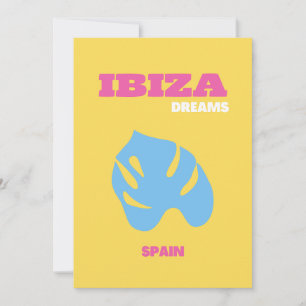 Cartão De Agradecimento Ibiza, Espanha, Arte Viagem, Amarelo