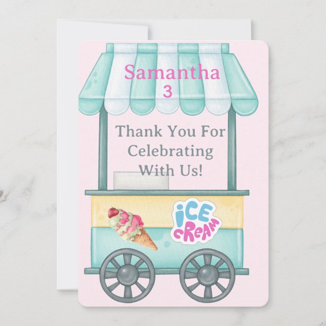 Cartão De Agradecimento Ice Cream Thank You Card, Samantha Birthday Thank  (Frente)