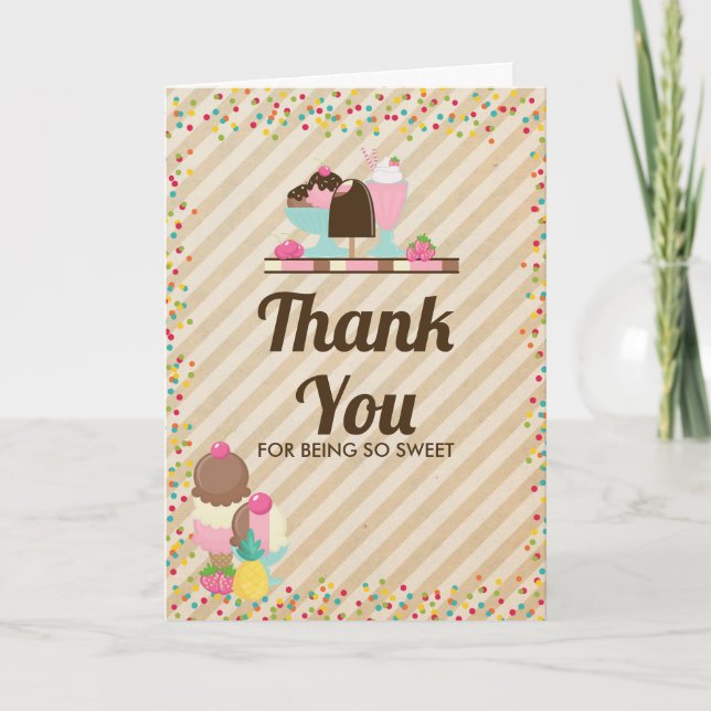 Cartão De Agradecimento Ice Cream - Thank You for being so Sweet (Frente)