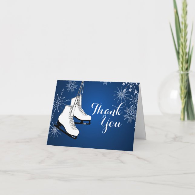 Cartão De Agradecimento Ice Skates and Snowflakes Thank You (Frente)