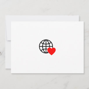 Cartão De Agradecimento Ícone do Globo de Amor Mundial   Coração Terra Des