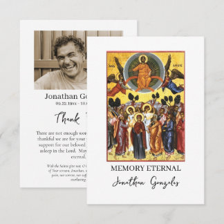 Cartão De Agradecimento Ícone Ortodoxo Cristão de Memorial de Foto        