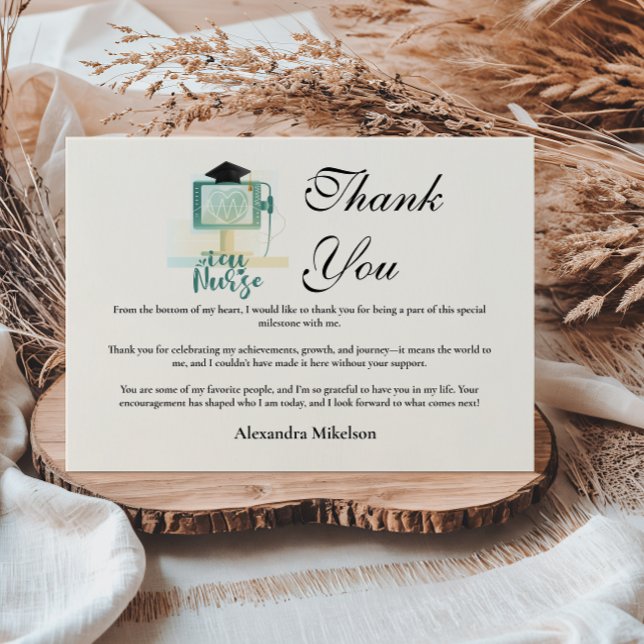 Cartão De Agradecimento ICU Nurse Graduation Party (Criador carregado)