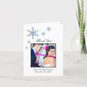 Cartão De Agradecimento Icy Winter Snowflake Wedding Thank You Card