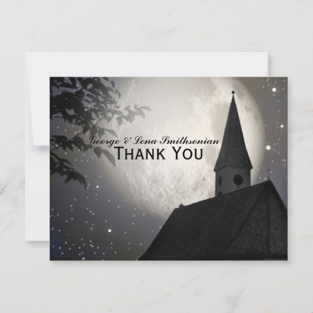 Cartão De Agradecimento Igreja da Lua Noite Obrigado (Frente)