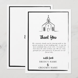 Cartão De Agradecimento Igreja Desenhada à Mão Casamento Tradicional Capri